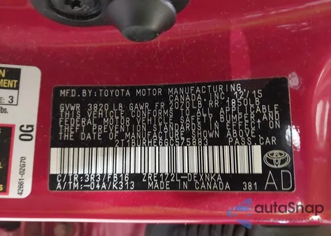 2016 Toyota Corolla Le z USA, uszkodzony, nr VIN 2T1BURHE6GC575883